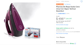 Plancha de Ropa Suela Cerámica Con Vapor Vertical Desinfect por $497 en Mercado Libre
