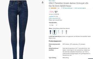 ONLY Flannel dames jeans Maat XS en S voor €8,99 bij Amazon