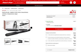 Plancha de pelo BaByliss ST397E Iónica Revestimiento cerámico 5 temperaturas por 45,99€