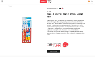 Cepillo Colgate Dental TRIPLE ACCIÓN MEDIO 4 Unidades por solo 1,95€