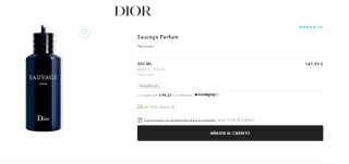 Recargador perfume Sauvage de Dior 300ml por 147,99€