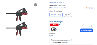 2 Stuks PARKSIDE PERFORMANCE® Eenhandige klem 120 kg voor €8,99 in de Lidl webshop