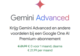1 maand gratis Google Gemini advanced