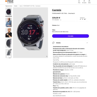 Reloj Garmin FORERUNNER 255 TIDAL por solo 229€
