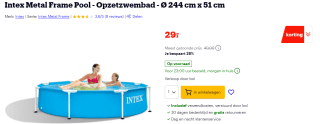 Intex opzetzwembad 244 x 51 cm staal/PVC blauw voor €29 bij Bol