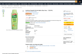 4 Unidades Instituto Español Gel de Baño Aloe Vera 1250ml por 5,89€