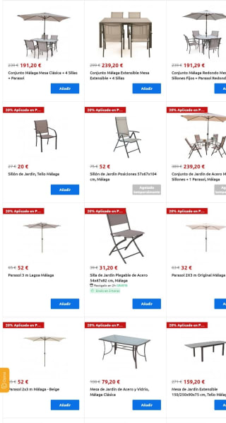 -20% Muebles Jardín exclusivo online Carrefour.