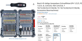 Bosch pro/professional 45 delige bitset voor €19,99 bij Amazon