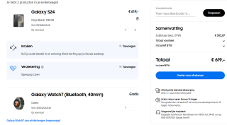 Samsung Galaxy S24 5G - 128GB + Samsung Galaxy Watch7 - 40mm voor €619 in de Samsung shop