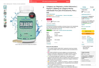 Colageno con Magnesio y Acido Hialuronico Peptan 2000mg de Colágeno Marino Hidrolizado Puro para Articulaciones Pelo y Piel por solo 8,49€