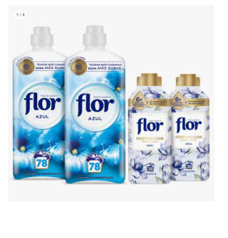 Flor Azul Suavizante Concentrado para la ropa 156 lavados + 2x Flor Perfumador Azul Intensificador Fragancia 72 Lavados por 13.99€ (Cuenta Nueva 8.4€)