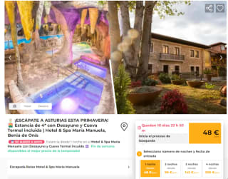 Benia de Onís 1 noche + hotel 4* + desayuno + entrada Cueva Termal incluida por 48€