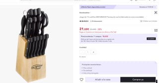 Juego de 15 cuchillos San Ignacio Tenessy de cocina por 21,68€ (10,84€ nuevo usuario)