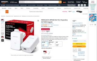 MERCUSYS MP500 Kit PLC Powerline AV1000 Gigabit por 19,99€