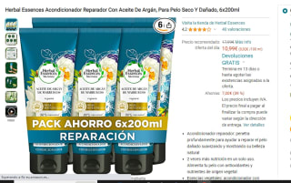 Pack de 6x200ml Herbal Essences Acondicionador Reparador Con Aceite De Argán, por 10,99€