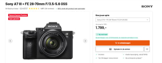 Sony A7 III Body + 28-70mm - Zwart voor €1.799 bij Kamera Express