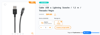 Cable USB a Lightning Scosche por $89.90 en Radio Shack