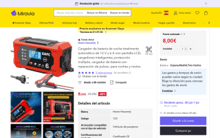 Cargador batería coche 12V 6A por 8€