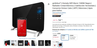 Radiador eléctrico GRIDINLUX WIFI WARM 1500 BLACK, 1500 W por 74,97€