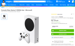 Console da Microsoft, modelo Xbox Series S de 500Gb - R$ 1.876,09