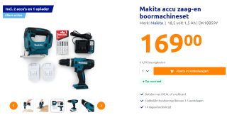 Makita accu zaag-en boormachineset voor €169 bij Action online