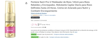 3 Botes de Pantene Nutri Pro-V Moldeador de Rizos 145ml para Rizos Rebeldes y Encrespados. Hidratante Capilar Diario para Rizos Definidos hasta 24 Horas. Crema sin Aclarado para Nutrir y Combatir Encrespamiento por 10.71€