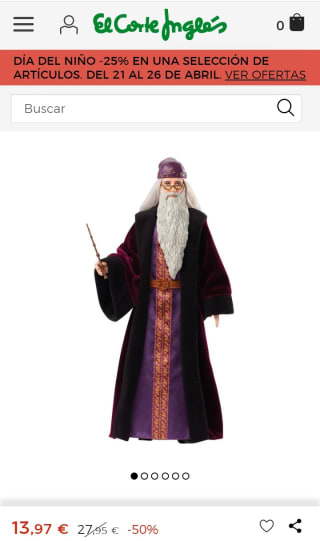 Muñeco Dumbledore de la colección de Harry Potter por 13,97€.