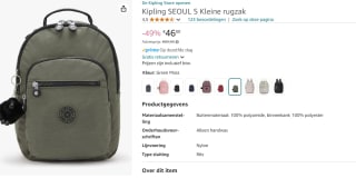 Kipling Seoul S Blue Bleu 2voor €46 bij Amazon