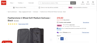 Featherstone 4-Wheel Suitcases available for £15