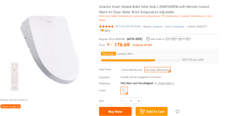 Smartmi smart verwarmd bidet voor €176,69 bij Tomtop