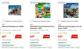 2+1 gratis op speelgoedcadeautjes bij Bol