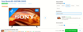 Sony Bravia KD-55X75WL - 55 inch - 4K LED - 2023 voor €519 bij Coolblue