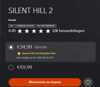 Silent Hill remake PS5 voor €34,00 in de Playstation Store