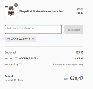 15% korting op alles bij Biervaneigenbodem