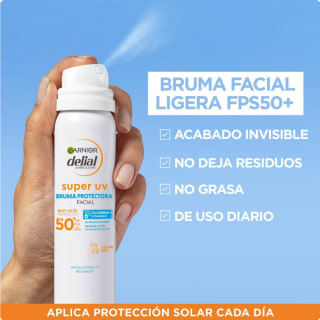 3 GARNIER DELIAL Bruma Facial Solar Muy Alta Protección FPS50+ Pieles Sensibles Hidrata y Fija El Maquillaje 75 ml por 11,82€