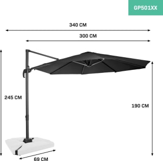 VONROC Premium Zweefparasol Bardolino - Ø300cm voor €119 bij Vonroc