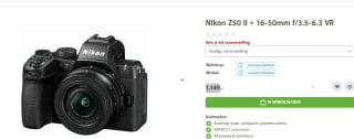 Nikon Z50 II Body + Z 16-50mm + 50-250mm DX voor €1.149 bij Fotoverweij