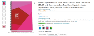 Dohe Agenda Escolar 2024 2025 Semana Vista, Tamaño A5 por 3,85€