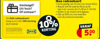 IKEA cadeaukaarten met 10% korting bij Kruidvat