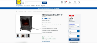 Chimenea eléctrica negra o blanca 1950W por 29,99€