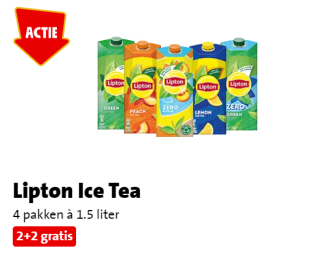 Lipton Ice Tea 1,5 liter 2+2 Gratis bij de Jumbo