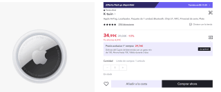 Apple AirTag, Localizador por 22,99€
