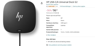 HP USB-C/A Universal Dock G2 voor €96,08 bij Amazon