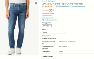 Levi's 512 Slim Taper heren jeans voor €30,95 bij Amazon