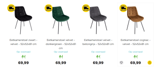 Eetkamerstoel velvet voor €39 bij Xenos