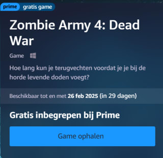 Zombie Army 4: Dead War gratis met Amazon prime gaming