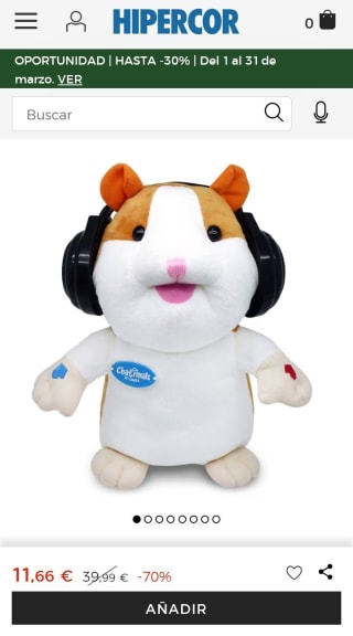 Peluche interactivo Chatimals Bizak por 11,66€.