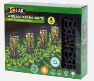 Solar tuinverlichting 4 stuks met schaduwpatroon voor €4,95 bij Action