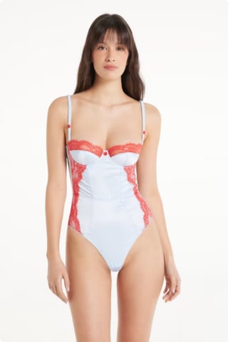 Body Balconette con Tirantes Finos Pastel Baby Satin por solo 5€
