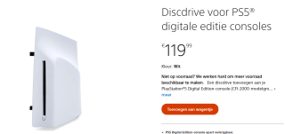 PlayStation 5 - Disc Drive voor €119,99 in de Playstation Store